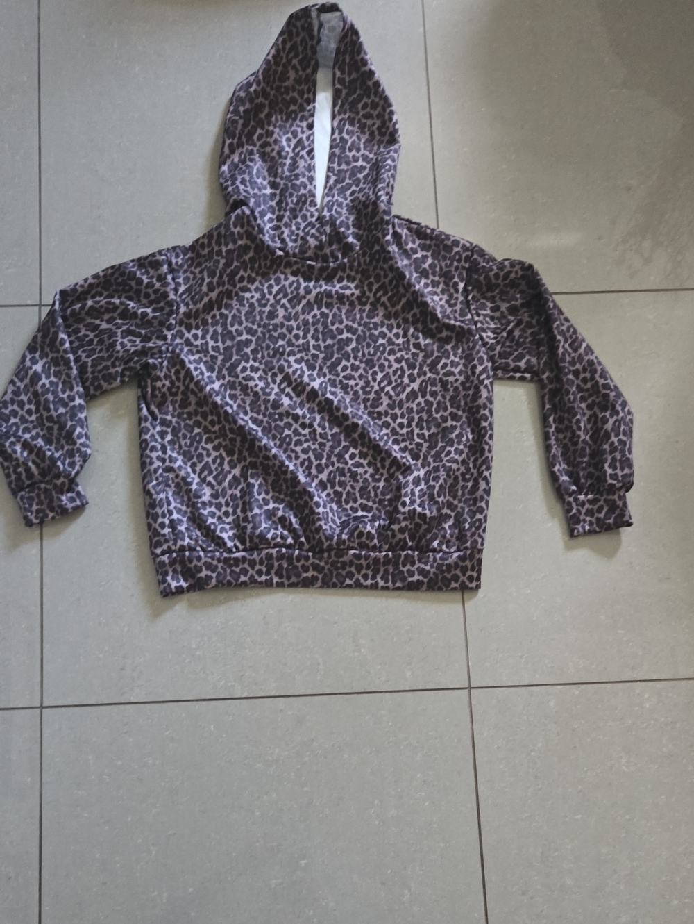 SHEIN Purple Leopard Print Kids Hoodie Sweatshirt